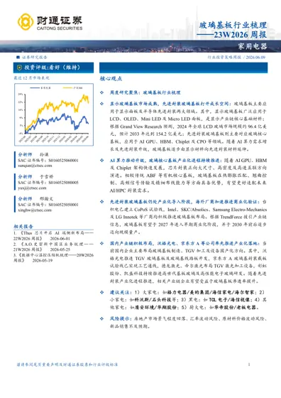 玻璃基板行业梳理——23W2026 周报封面
