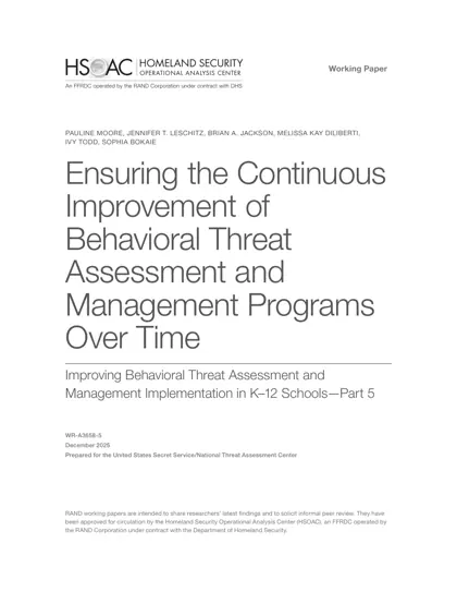 Ensuring the Continuous Improvement of Behavioral Threat Assessment and Management Programs Over Time封面