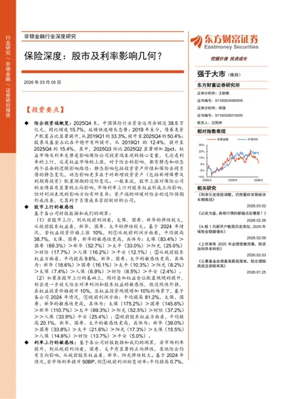 保险深度：股市及利率影响几何？封面