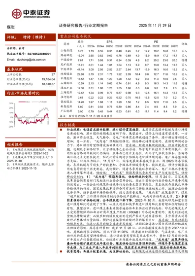 煤炭行业定期报告封面