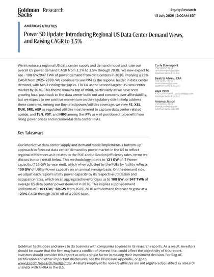 Power SD Update: Introducing Regional US Data Center Demand Views, and Raising CAGR to 3.5%封面