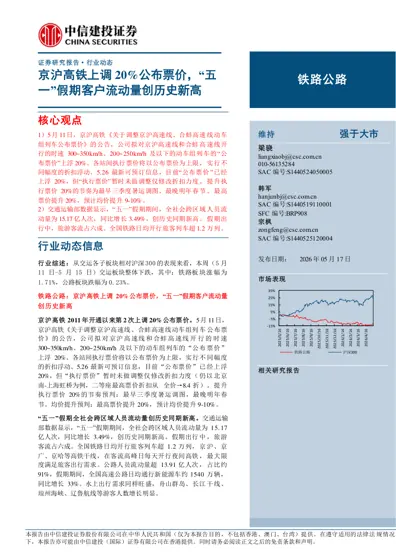 铁路公路行业动态报告封面