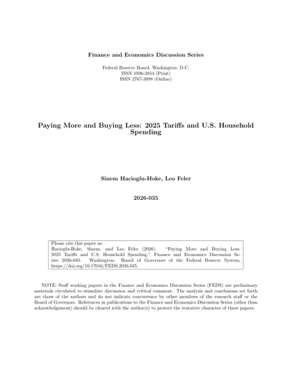 Paying More and Buying Less: 2025 Tariffs and U.S. Household Spending封面