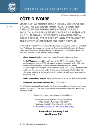 Côte d’Ivoire: Sixth Review Under the Extended Arrangement Under the Extended Fund Facility and the Arrangement Under the Extended Credit Facility, and Fifth Review Under the Resilience and Sustainability Facility Arrangement封面