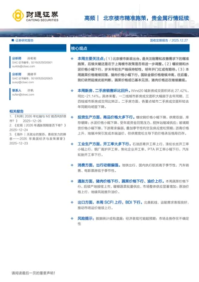 高频｜ 北京楼市精准施策，贵金属行情延续封面