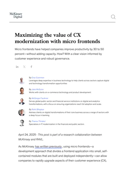 Maximizing the value of CX modernization with micro frontends封面