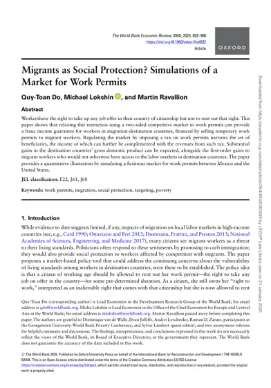 Migrants as Social Protection? Simulations of a Market for Work Permits封面