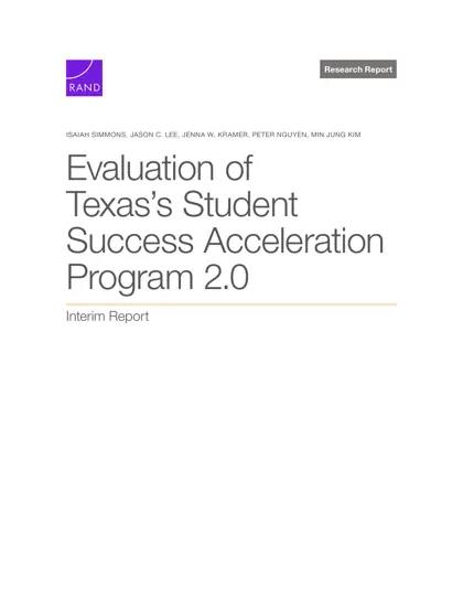 Evaluation of Texas's Student Success Acceleration Program 2.0: Interim Report封面