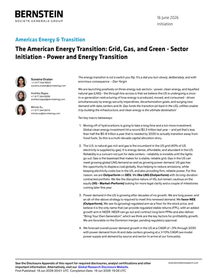 The American Energy Transition: Grid, Gas, and Green - Sector Initiation - Power and Energy Transition封面