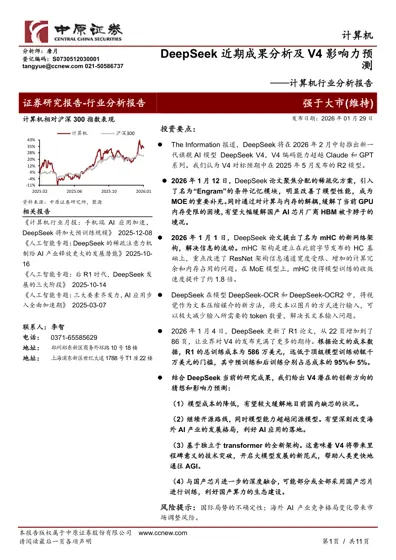 DeepSeek 近期成果分析及V4 影响力预测封面