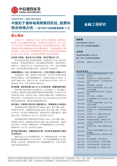 中国处于普林格周期第四阶段,股票和商品持续占优——资产因子与股债配置策略12月封面