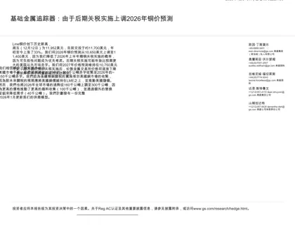 基础金属追踪器:由于后期关税实施上调2026年铜价预测封面