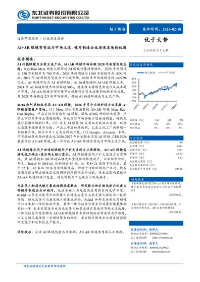 AI+AR眼镜有望成为市场主流,镜片制造企业迎来发展新机遇封面