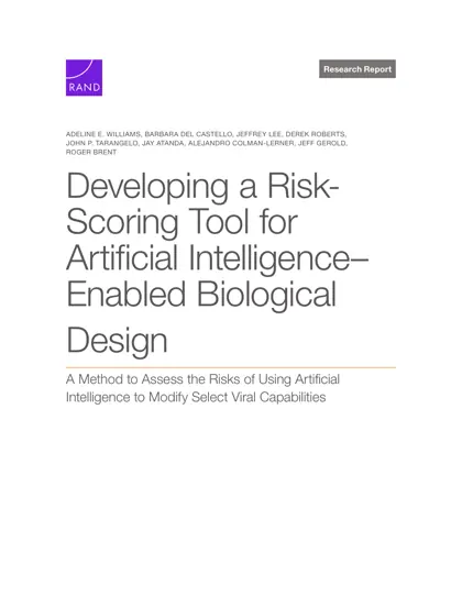 Developing a Risk-Scoring Tool for Artificial Intelligence–Enabled Biological Design封面
