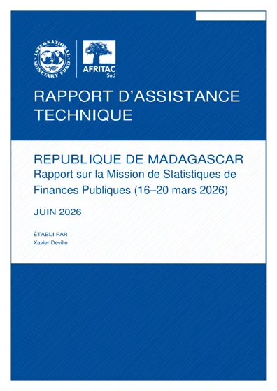 RAPPORT D’ASSISTANCE TECHNIQUE REPUBLIQUE DE MADAGASCAR Rapport sur la Mission de Statistiques de Finances Publiques (16–20 mars 2026)封面