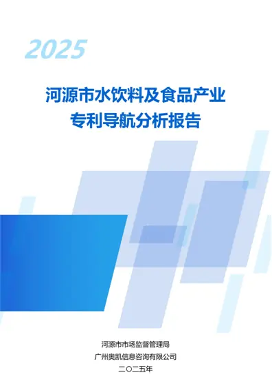 河源市水饮料及食品产业专利导航分析报告封面
