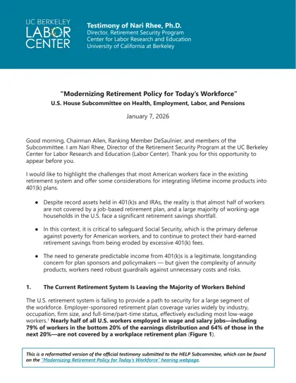 Modernizing Retirement Policy for Today's Workforce封面