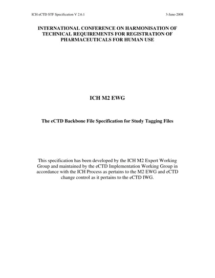 The eCTD Backbone File Specification for Study Tagging Files封面