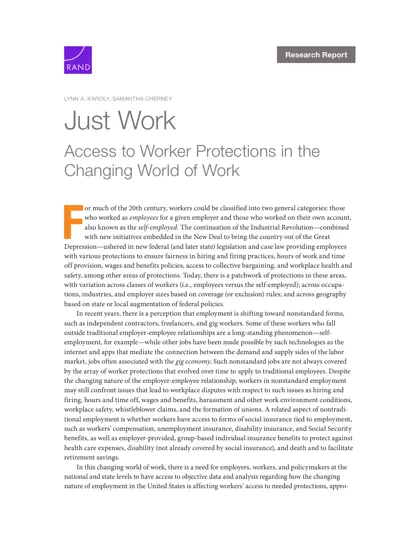 Just Work: Access to Worker Protections in the Changing World of Work封面