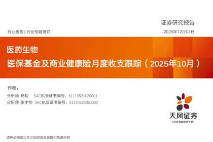 医保基金及商业健康险月度收支跟踪（2025年10月）封面