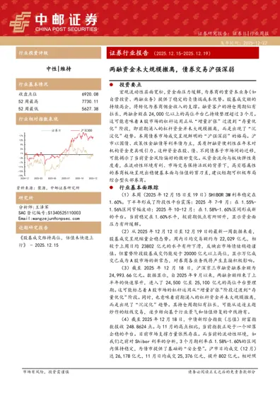 证券行业报告（2025.12.15-2025.12.19）：两融资金未大规模撤离，债券交易沪强深弱封面