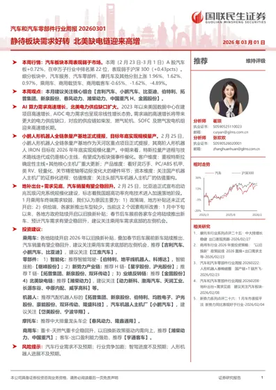 汽车和汽车零部件行业周报20260301封面