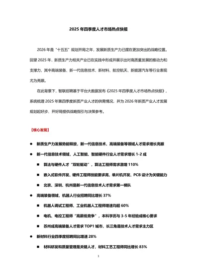 2025年四季度人才市场热点快报封面