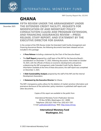 GHANA FIFTH REVIEW UNDER THE ARRANGEMENT UNDER THE EXTENDED CREDIT FACILITY, REQUESTS FOR MODIFICATION OF AND MONETARY POLICY CONSULTATION CLAUSE AND PROGRAM EXTENSION, AND FINANCING ASSURANCES REVIEW —PRESS RELEASE; STAFF REPORT; AND STATEMENT BY THE EXECUTIVE DIRECTOR FOR GHANA封面