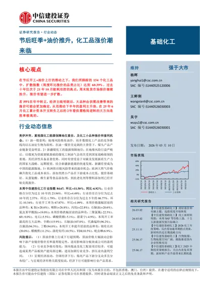 节后旺季+油价推升，化工品涨价潮来临封面