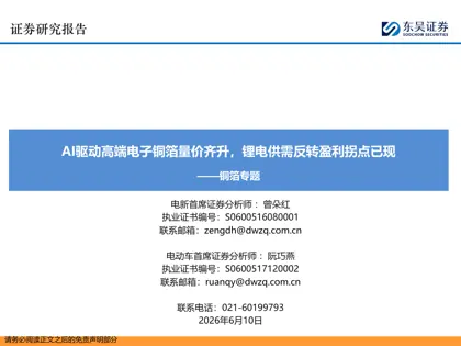 AI驱动高端电子铜箔量价齐升,锂电供需反转盈利拐点已现——铜箔专题封面
