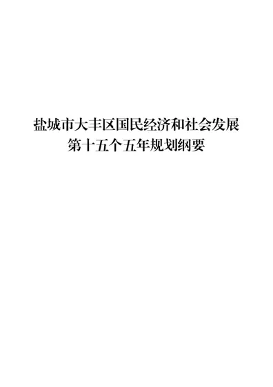 盐城市大丰区国民经济和社会发展第十五个五年规划纲要封面