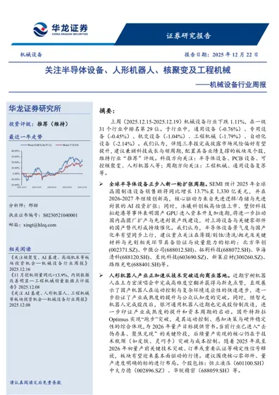 关注半导体设备、人形机器人、核聚变及工程机械——机械设备行业周报封面
