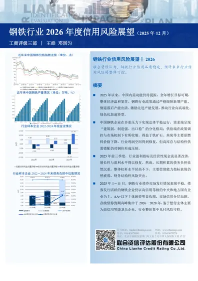 钢铁行业2026年度信用风险展望封面