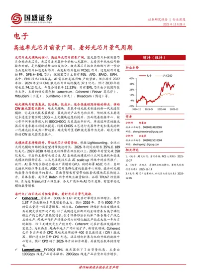 高速率光芯片前景广阔，看好光芯片景气周期封面