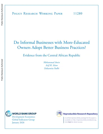 Do Informal Businesses with More-Educated Owners Adopt Better Business Practices? Evidence from the Central African Republic封面