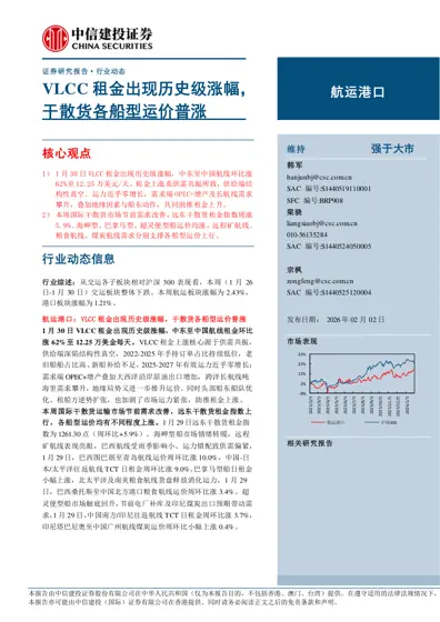 VLCC 租金出现历史级涨幅,干散货各船型运价普涨封面