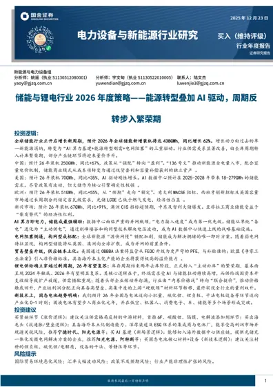 储能行业年度报告封面