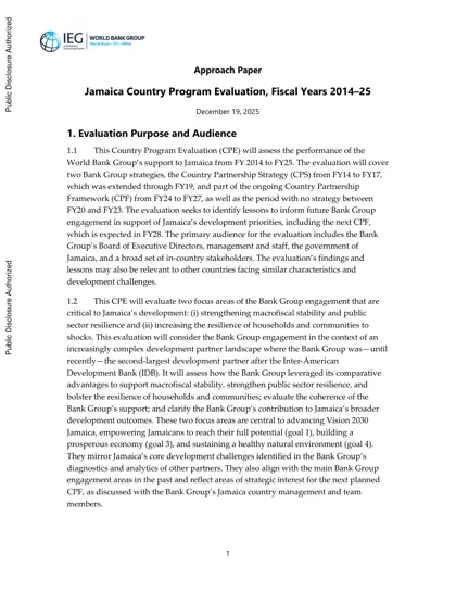 Jamaica Country Program Evaluation, Fiscal Years 2014–25封面