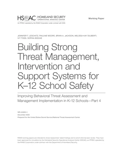 Building Strong Threat Management, Intervention and Support Systems for K–12 School Safety封面