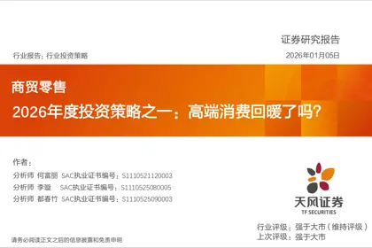 2026年度投资策略之一：高端消费回暖了吗？封面
