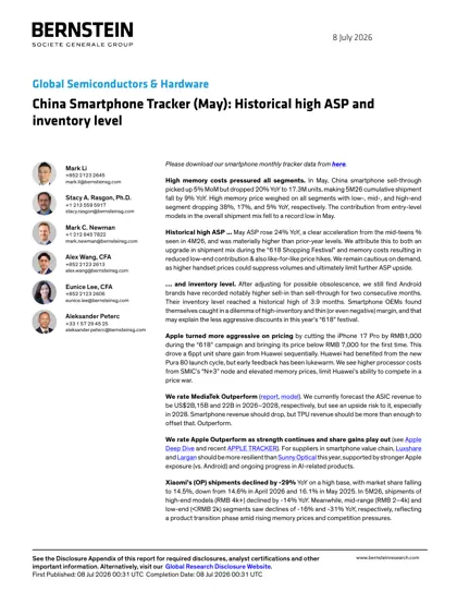 China Smartphone Tracker (May): Historical high ASP and inventory level封面
