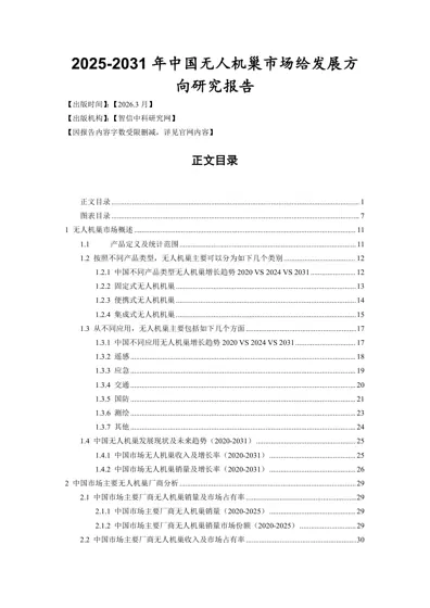 2025-2031年中国无人机巢市场给发展方向研究报告封面